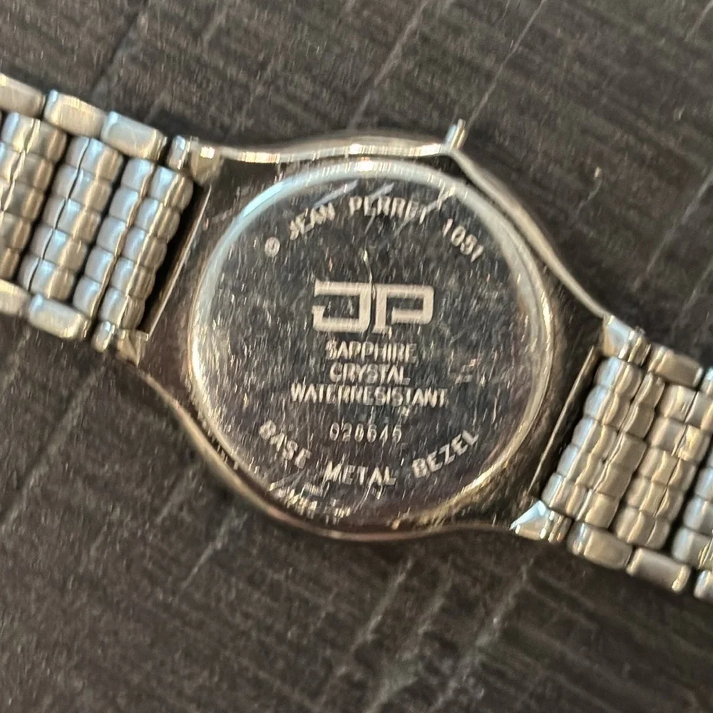 🚨Broken🚨Jean Perret Geneve Silver Stainless Steel Blue Face Link Watch